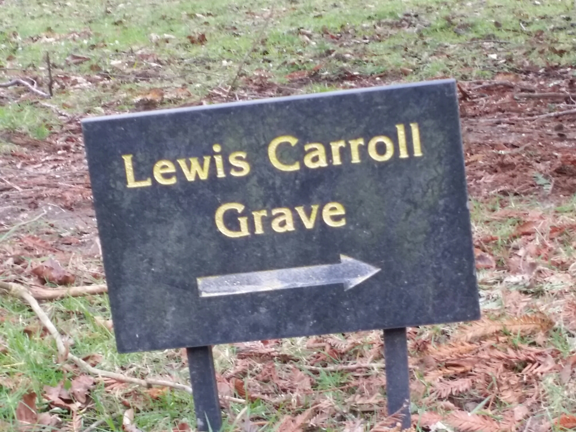 Sign to Lewis Carroll's grave